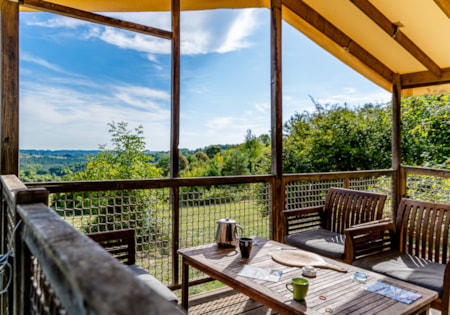 Accommodation - Canvas Bungalow Standard 19M² (2 Bedrooms) - Sheltered Terrace 6M² - Without Toilet Blocks - Flower Camping Les Terrasses de Dordogne